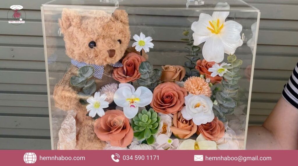 Box hoa gấu đẹp tinh tế cho quà tặng mọi dịp